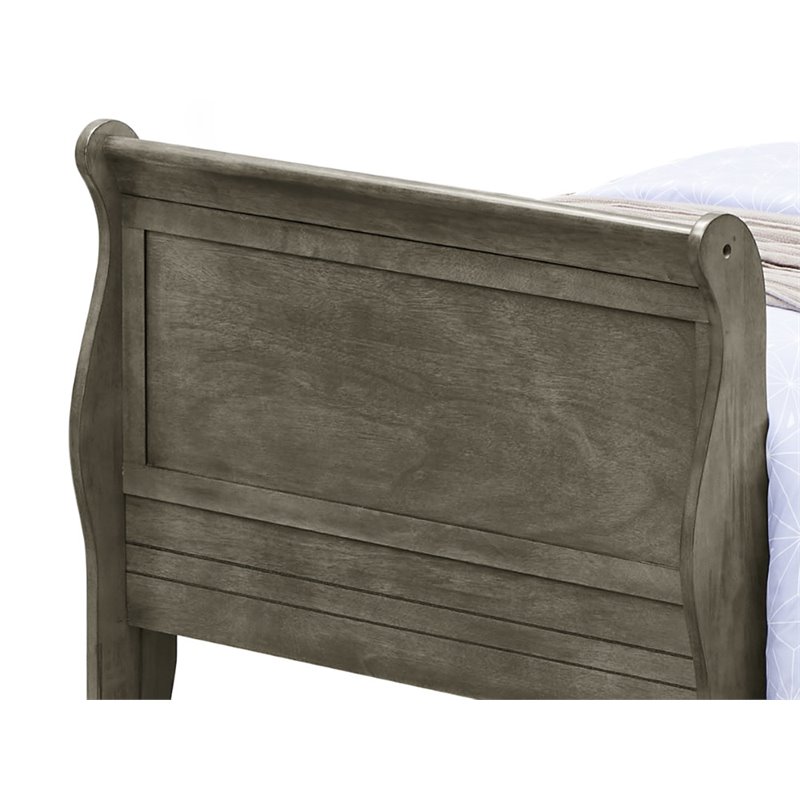 Glory Furniture Louis Phillipe Twin Sleigh Bed in Gray