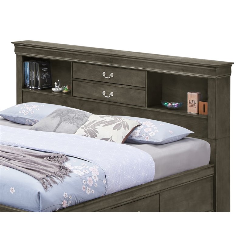 Glory Furniture Louis Phillipe Black 2pc Bedroom Set with Twin Storage Bed  - Miko Decor