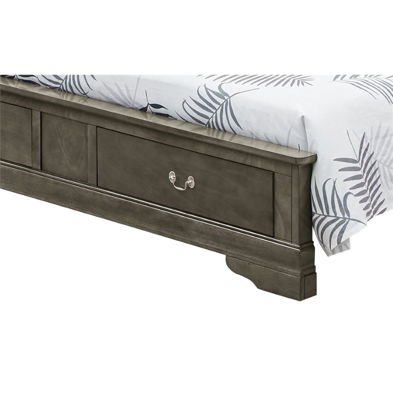 Glory Furniture Louis Phillipe King Storage Bed in Gray
