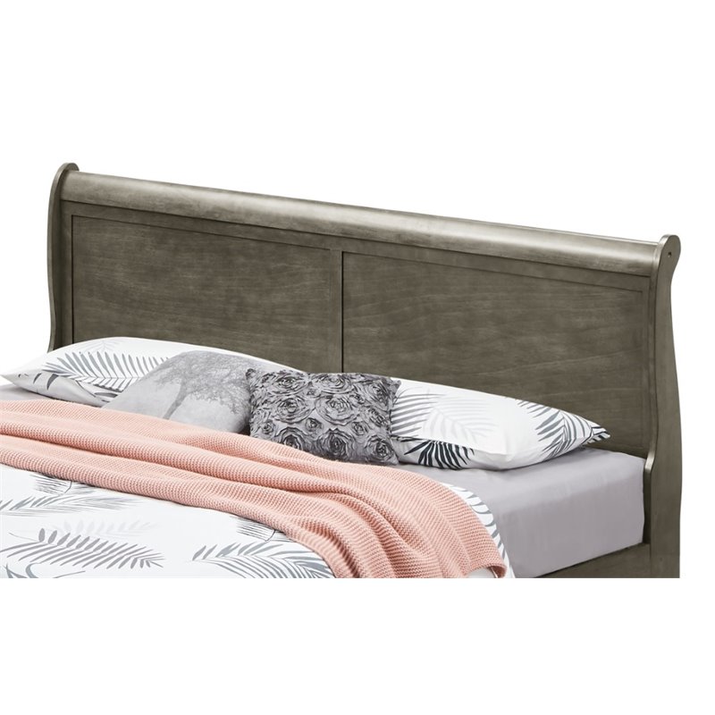 Glory Furniture Louis Phillipe Queen Storage Bed in Gray