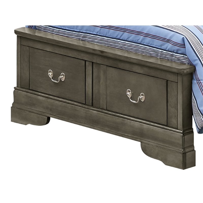 Glory Furniture Louis Phillipe Twin Storage Bed in Gray