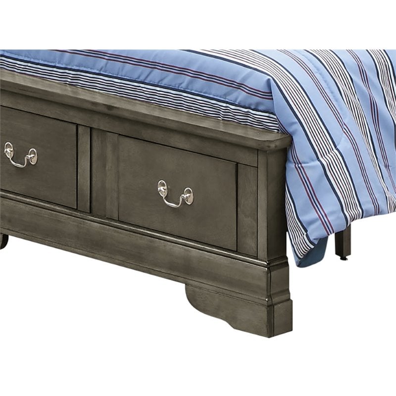 Glory Furniture Louis Phillipe Twin Storage Bed in Gray