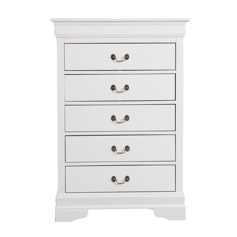 Glory Furniture Louis Phillipe 5-Drawers Bedroom Chest in White