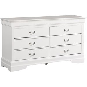 Glory Furniture Louis Phillipe 6 Drawer Dresser in White