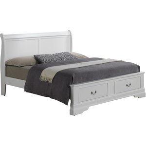 Glory Furniture Louis Phillipe Queen Storage Bed in White