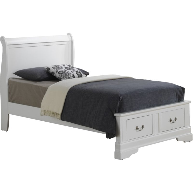 Glory Furniture Louis Phillipe Twin Storage Bed in White