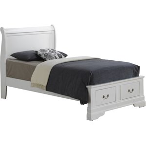 Glory Furniture Louis Phillipe Twin Storage Bed in White