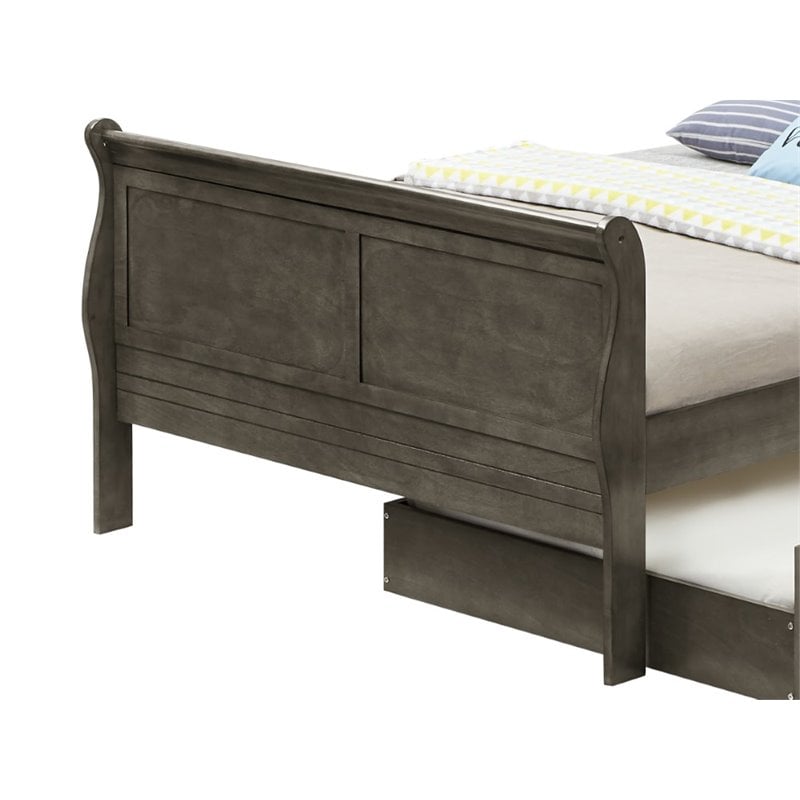 Glory Furniture Louis Phillipe Full Trundle Bed in Gray