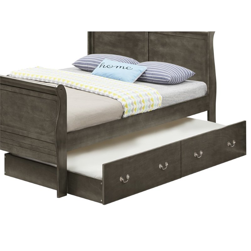 Glory Furniture Louis Phillipe Full Trundle Bed in Gray
