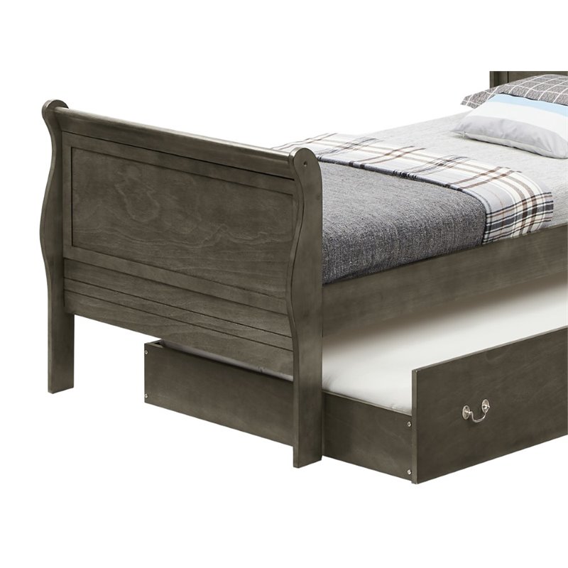 Glory Furniture Louis Phillipe Twin Trundle Bed in Gray
