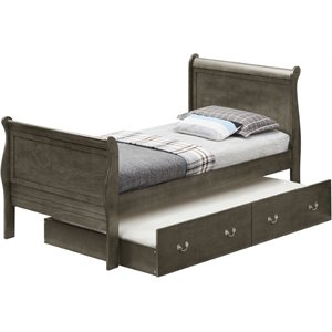 Glory Furniture Louis Phillipe Twin Trundle Bed in Gray
