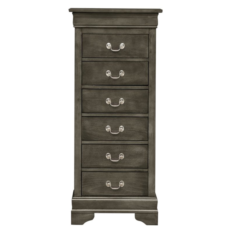 Glory Furniture Louis Phillipe 7-Drawers Bedroom Lingerie Chest in Gray