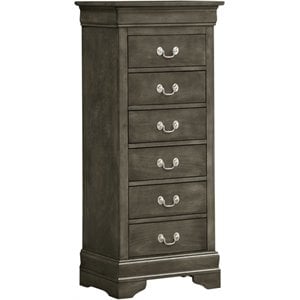 Glory Furniture Louis Phillipe 7-Drawers Bedroom Lingerie Chest in Gray