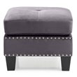 Glory Furniture Nailer Velvet Upholstered Ottoman in Gray
