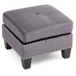 Glory Furniture Nailer Velvet Upholstered Ottoman in Gray