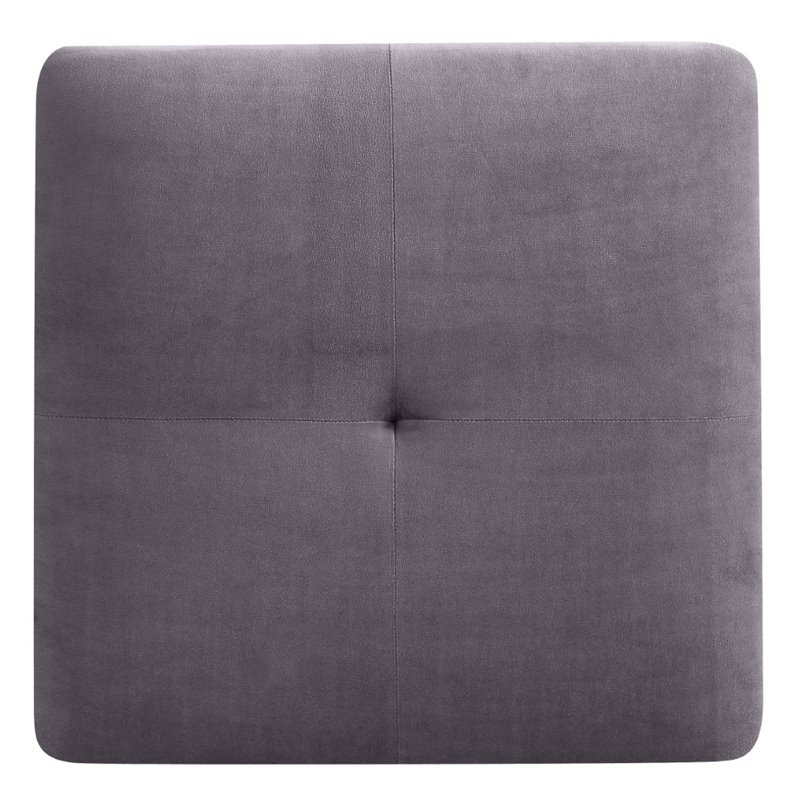 Glory Furniture Nailer Velvet Upholstered Ottoman in Gray