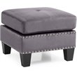 Glory Furniture Nailer Velvet Upholstered Ottoman in Gray