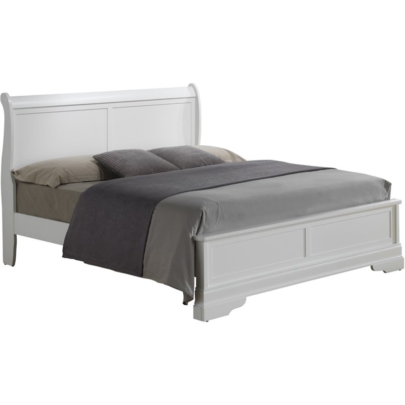 Glory Furniture Louis Phillipe King Panel Bed in White