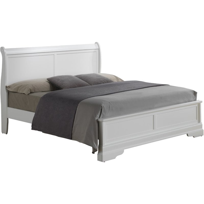 Glory Furniture Louis Phillipe Queen Panel Bed in White