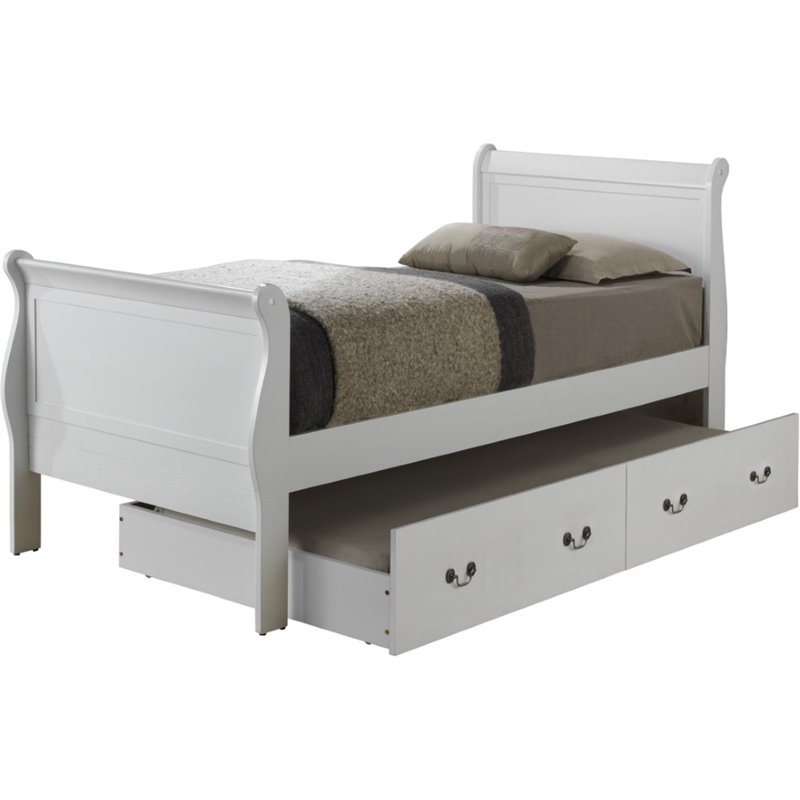 Glory Furniture Louis Phillipe Twin Trundle Bed in White