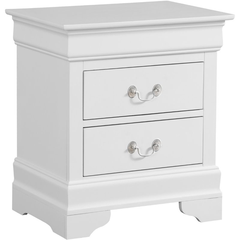 Glory Furniture Louis Phillipe 2 Drawer Nightstand in White