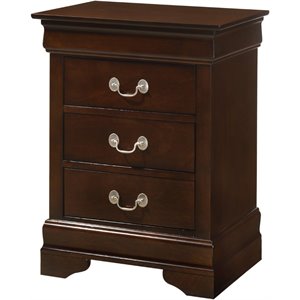 Glory Furniture Louis Phillipe 3 Drawer Nightstand in Cappuccino