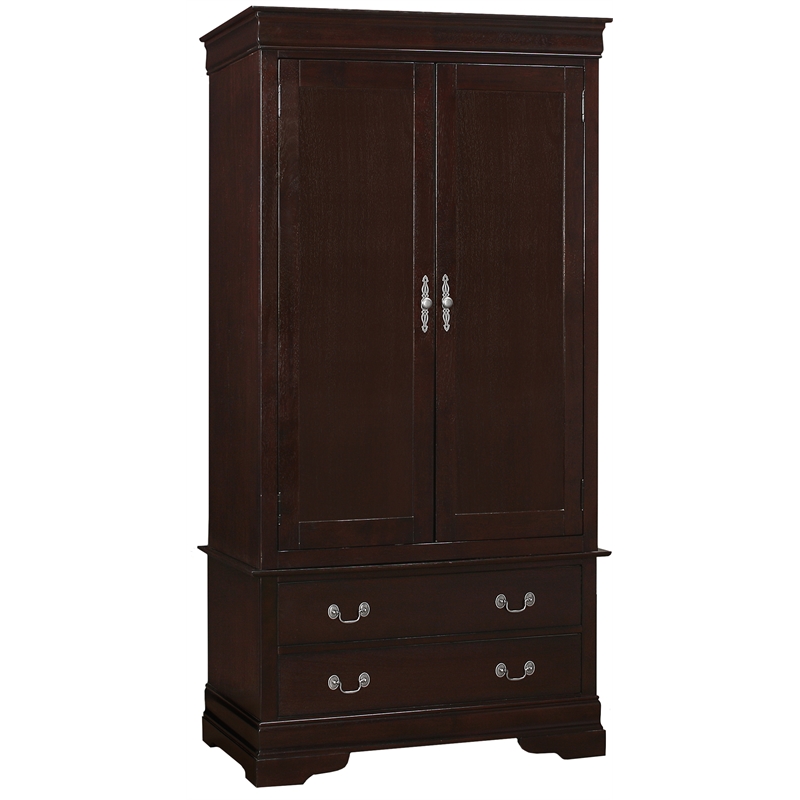 Glory Furniture Louis Phillipe 2 Drawer Armoire in Cappuccino