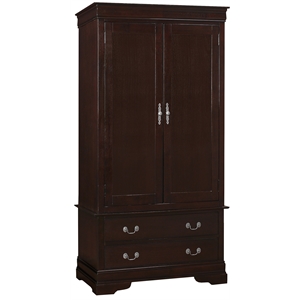 Glory Furniture Louis Phillipe 2 Drawers Bedroom Armoire in Cappuccino