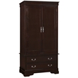 Glory Furniture Louis Phillipe 2 Drawer Armoire in Cappuccino
