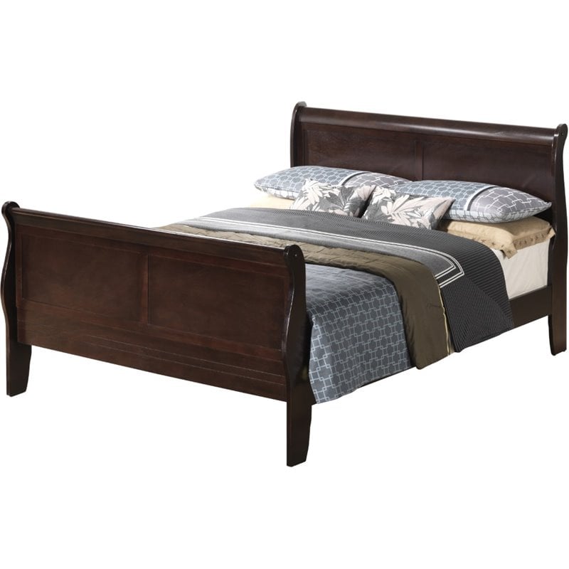 Glory Furniture Louis Phillipe Full Sleigh Bed in Cappuccino