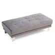 Glory Furniture Derek Velvet Upholstered Ottoman in Gray