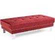 Glory Furniture Derek Velvet Upholstered Ottoman in Cherry