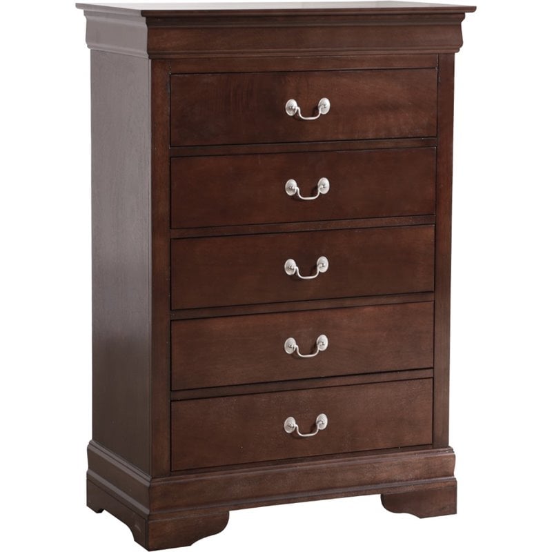 Glory Furniture Louis Phillipe 5-Drawers Bedroom Chest in Cappuccino