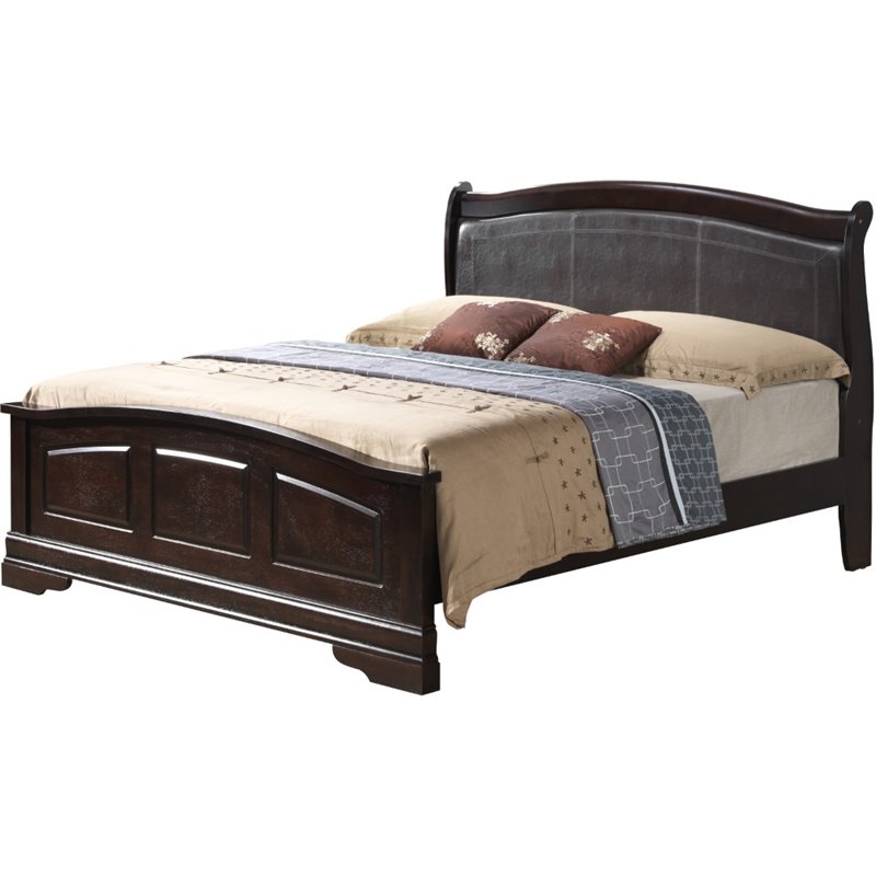 Glory Furniture Louis Phillipe Queen Sleigh Bed in Gray