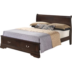 Glory Furniture Louis Phillipe Queen Storage Bed in Cappuccino