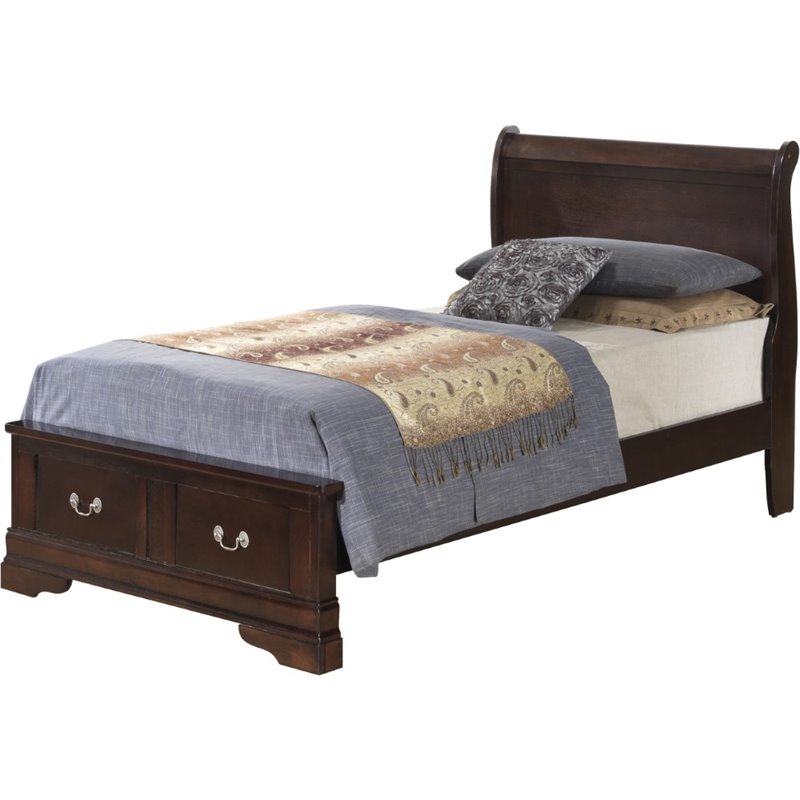 Glory Furniture Louis Phillipe Twin Storage Bed in Cappuccino
