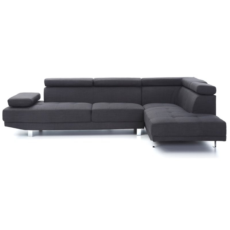 Glory Furniture Riveredge Twill Fabric Sectional in Black
