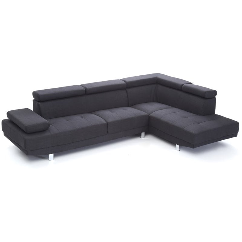 Glory Furniture Riveredge Twill Fabric Sectional in Black