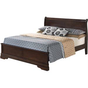 Glory Furniture Louis Phillipe King Panel Bed in Cappuccino