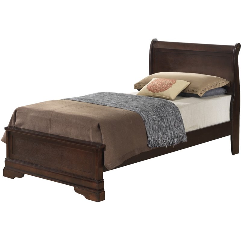 Glory Furniture Louis Phillipe Twin Panel Bed in Cappuccino
