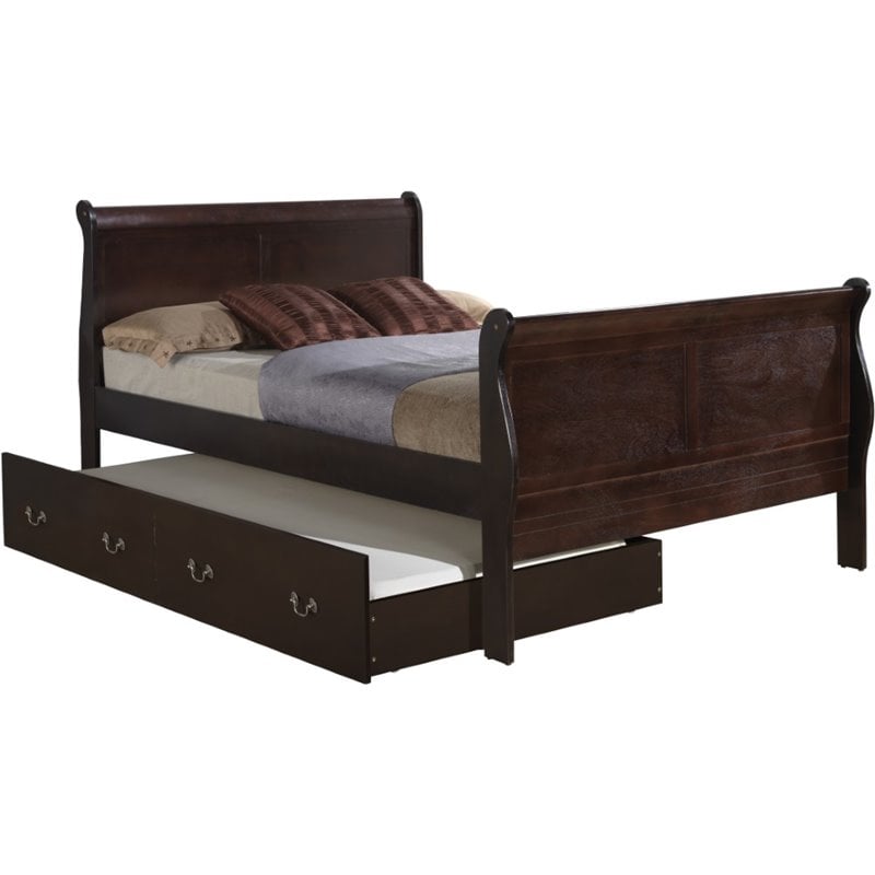 Glory Furniture Louis Phillipe Full Trundle Bed in Cappuccino