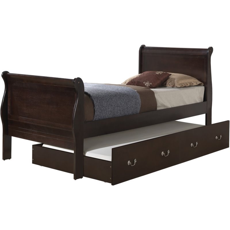 Glory Furniture Louis Phillipe Twin Trundle Bed in Cappuccino