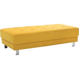 Glory Furniture Riveredge Twill Fabric Milan Ottoman in Yellow