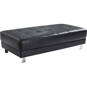 Glory Furniture Riveredge Faux Leather Milan Ottoman in Black