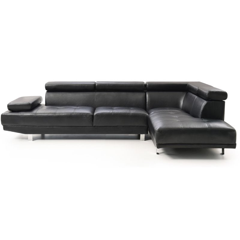 Glory Furniture Riveredge Faux Leather Sectional in Black