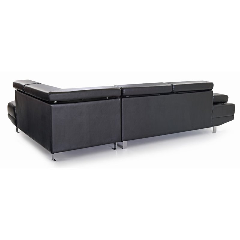 Glory Furniture Riveredge Faux Leather Sectional in Black