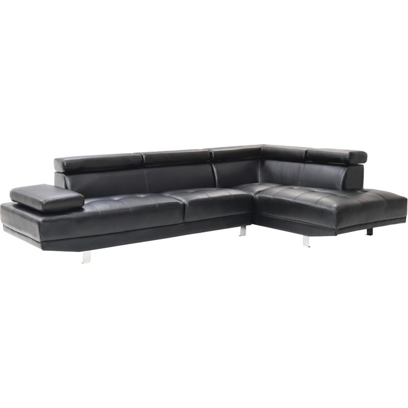 Glory Furniture Riveredge Faux Leather Sectional in Black