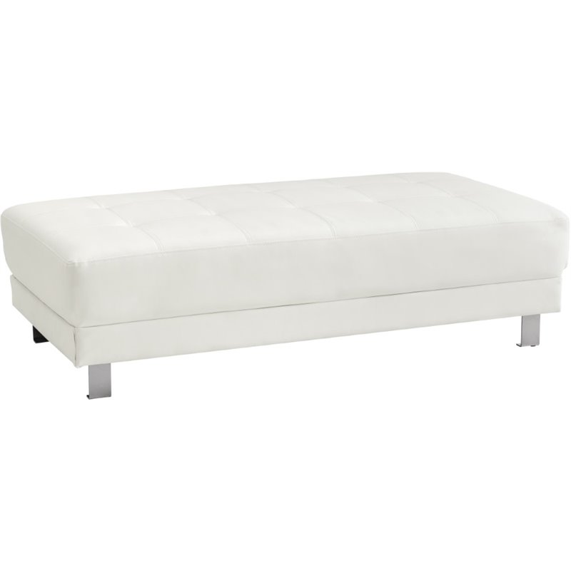 Glory Furniture Riveredge Faux Leather Milan Ottoman in White