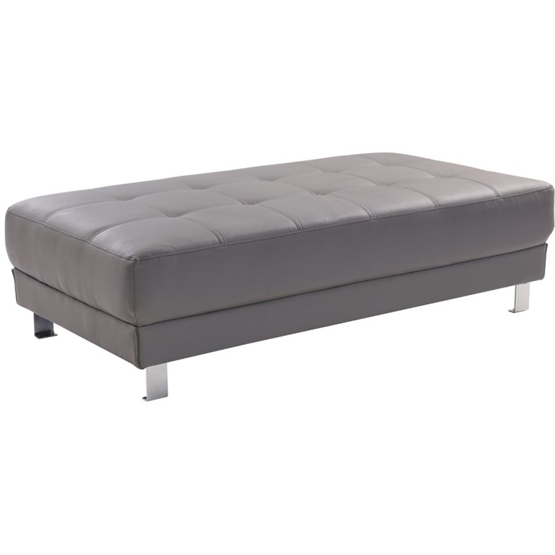 Glory Furniture Riveredge Faux Leather Milan Ottoman in Gray