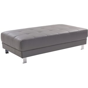 Glory Furniture Riveredge Faux Leather Milan Ottoman in Gray